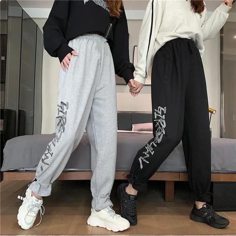 Korean Women's Casual Wide-leg Pants Student Loose and Versatile Cropped Trousers High Waist Slim Straight Track Pants Trend