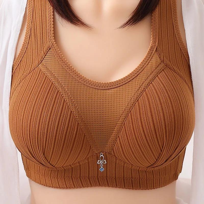 Women Push Up Bra Plus Size Bras Seamless Cotton Bralette Thin Cup Breathable Wireless Underwear Elderly Mother Brassiere Gather