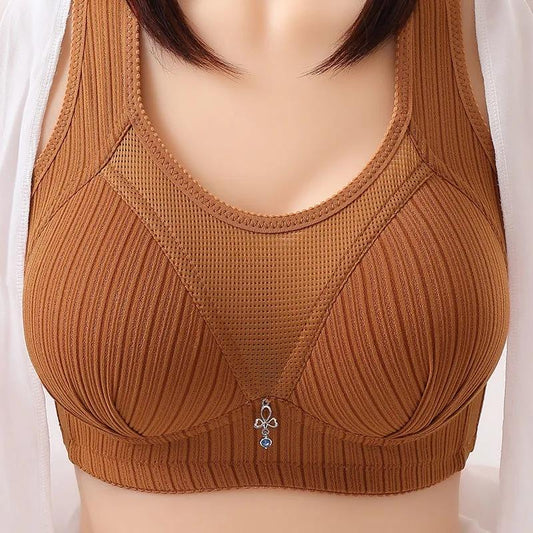 Women Push Up Bra Plus Size Bras Seamless Cotton Bralette Thin Cup Breathable Wireless Underwear Elderly Mother Brassiere Gather