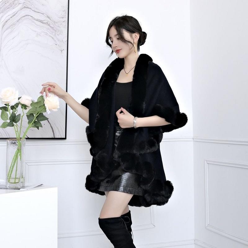 Double-layer Soft Plush Noble Luxury Shawl Autumn Winter Cute Body Cardigan Loose Cloak Wrap Thick Knitted Jacket Fur Shawl Solid Mantle Shawl