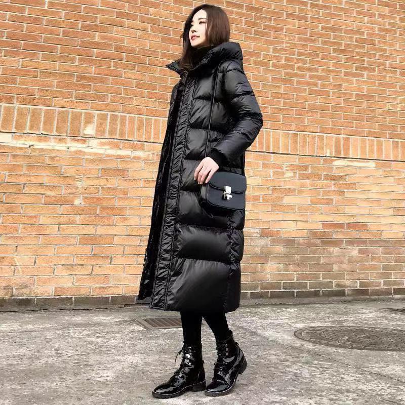 Women's Down Padded Jacket Mid-length Winter Slim Over-knee Long Hooded Padded Ladies Padded Jacket
