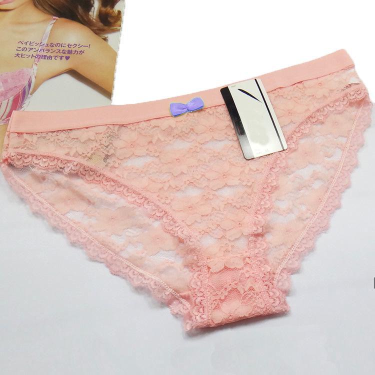 WTEMPO 6 Pcs/Lot Briefs Womens Transparent Panties Sexy Lace Thongs Lingerie