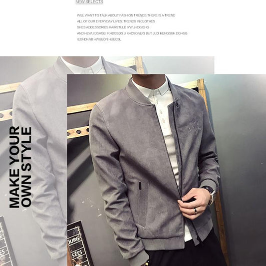 Autumn and Winter Men's Jacket Plus Velvet Korean Trend Youth Jacket Men's Casual Handsome Baseball Uniform Suede Top