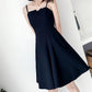 Female Simple Elegant Small Black Party Dress Slim Vintage Suspender Short Holiday Graceful Dress