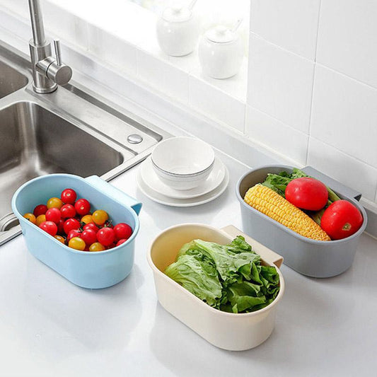 Hangable Kitchen Sink Drain Basket Filter Basket Plastic Washing Basket Fruit and Vegetable Drain Basket Kitchen Basket Refrigerator