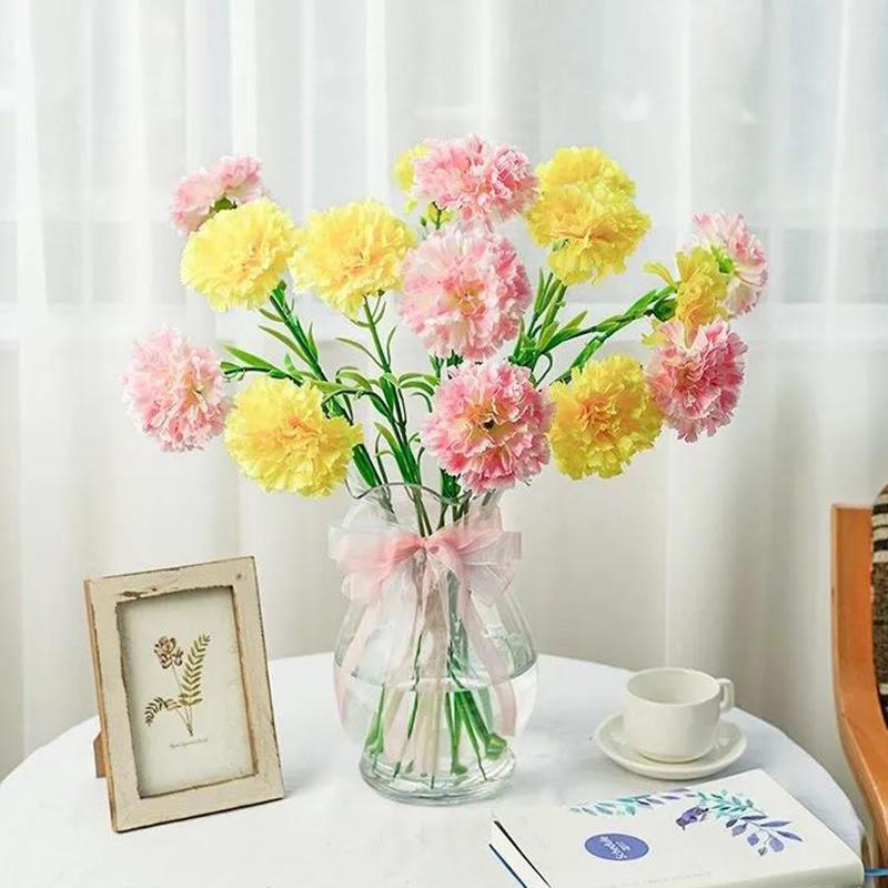 Carnation Simulation Bouquet Fake Flower Silk Flower Living Room Decoration Dining Table Decoration Plastic Flower Holiday Gift