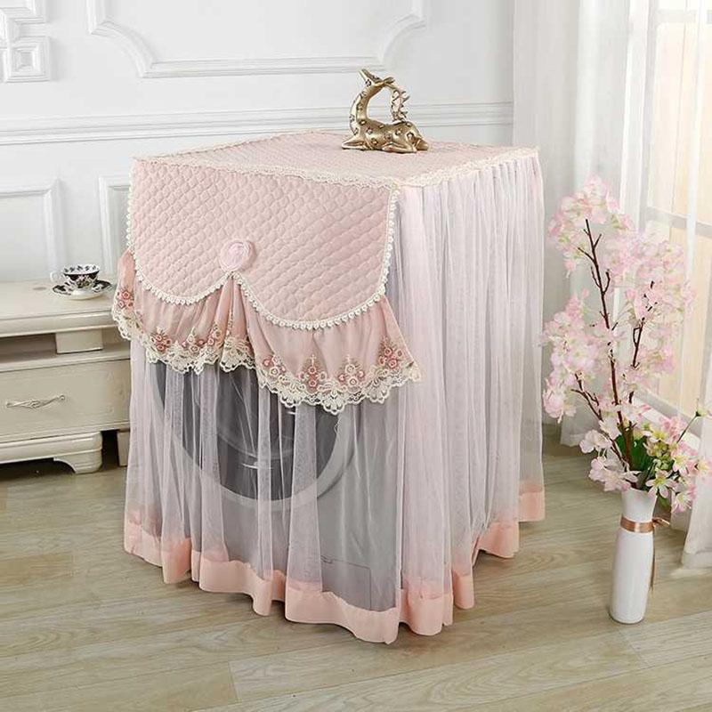 Lace Washing Machine Cover Dustproof Embroidery Floral Home Decor Protector Washing Machine Covers