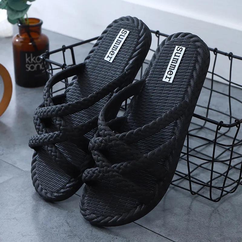 Women's Summer Slippers Soft Bottom Indoor Mute Non-slip Household Bathroom Slippers Large Size Deodorant Couple Slippers