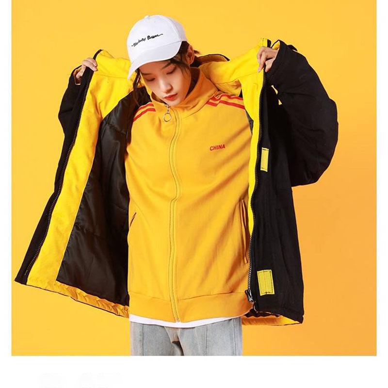 Oversize Real Full Zipper Solid Fashion Cotton Cotton-padded Jacket Hooded Warm Winter Jacket Women