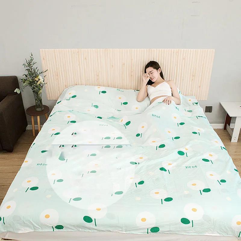 Washed Cotton Travel Dirty Sleeping Bag for Hotels Guesthouses Portable Single or Double Bedclothes Travel Train Sleeping Bag