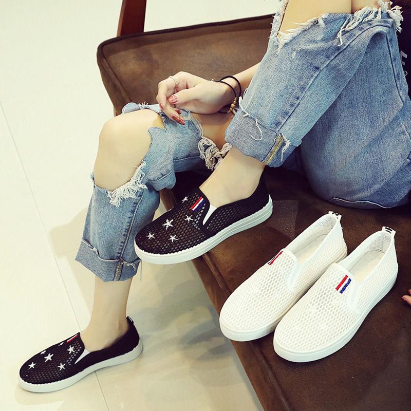 Soft Sole Net Shoes Women's Trendy Lightweight Cloth Shoes Breathable Hollow Mesh Shoes Casual Sports Shoes