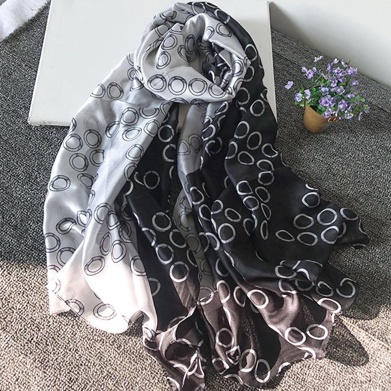 Scarf Flower Wrap Shawl Silk Imitation Satin Women Elegant All-match Headscarf Sunscreen Gauze Shawl