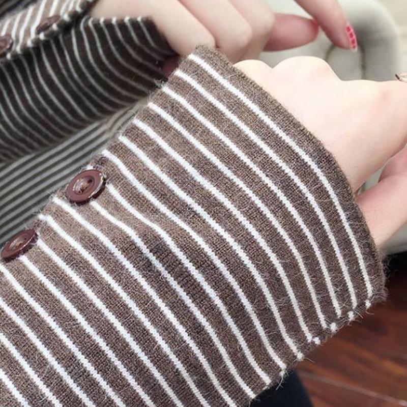 Striped Sweater Women's Long-sleeved Loose High-neck Bottoming Shirt