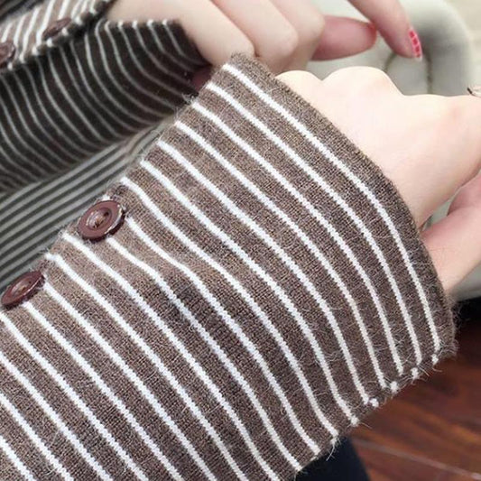 Striped Sweater Women's Long-sleeved Loose High-neck Bottoming Shirt