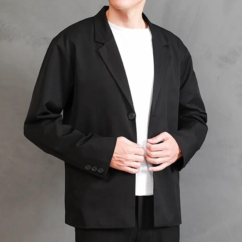Men's Casual Top Loose Suit Jacket Short Suit Uniform Long-sleeved Warm Jacket Simple Design Temperament Handsome Jacket