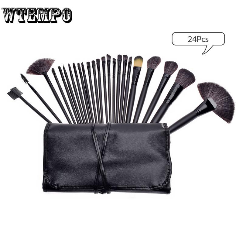 24 Pcs/lot Bamboo Pole Makeup Brushes Suit Bamboo Pole with Sack  Bamboo Handle Makeup Brush