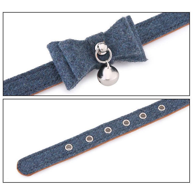 Pet Cat Cute Bow Tie Polyester Dog Collar Teddy Hiromi Pet Bell Collar Cat Dog Universal Pet Bowtie Neck Docor Adjustable Size Kitten Collar