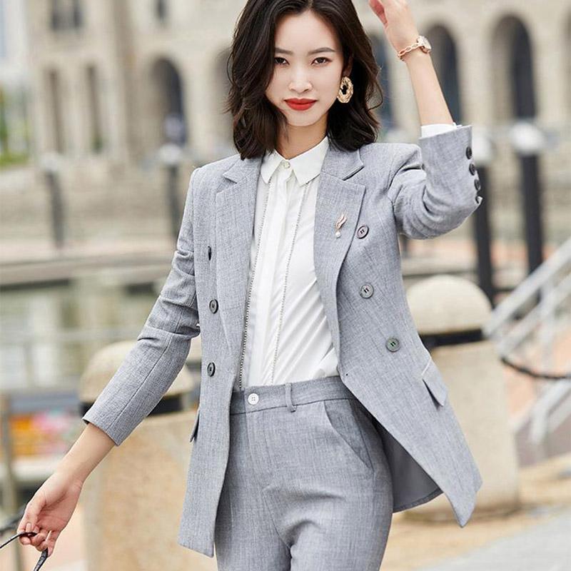 Spring and Autumn Suit Two-piece Suit Temperament Business Wear Fashion Casual Work Wear Formal Jacket Women