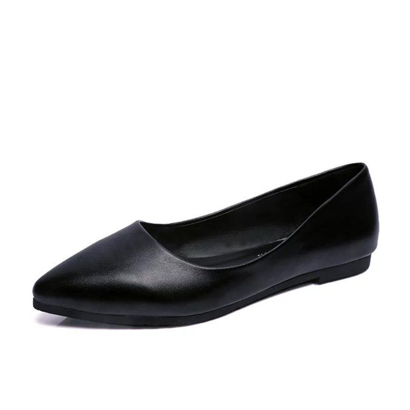 Peas Shoes Women Shallow Mouth Flat Pointed Patent Leather Casual Leather Shoes Work Shoes Soft Leather Non-slip Flat Shoes Comfortable