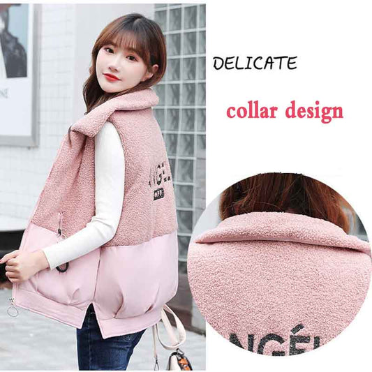 Women's Winterized Vest Fall Winter Loose Down Cotton Plus Size Lamb Wool Cropped Jacket
