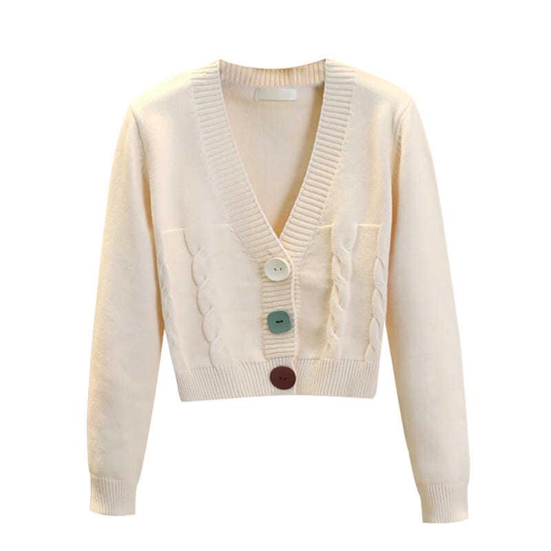 Autumn and Winter Twist Loose Sweater Knit Short Cardigan Outer Wear All-match Thin Women