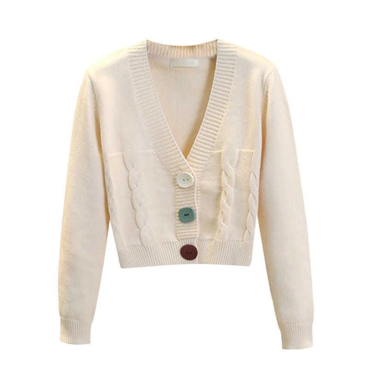 Autumn and Winter Twist Loose Sweater Knit Short Cardigan Outer Wear All-match Thin Women