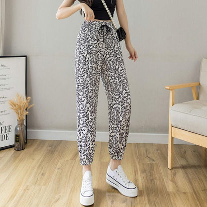 Ice Silk Sports Pants Women's Summer Thin Section Loose and Thin Plus Size Casual Nine-point Pants