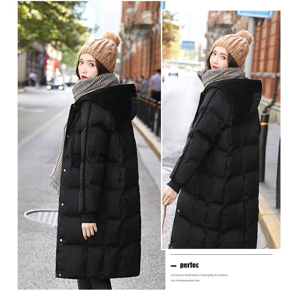 Hooded Ladies Coat Long Coats Parka Jacket Mid-long Women Winter Pink Thick Jacket Quilted Jacket