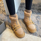 Women Fur Boots Punk Shoes Wool Warm Snow Boots Black Ankle Booties Plush Winter Flat Shoes Female Fashion Boots