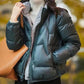 Women's Short Cotton Down Padded Jacket Stand-up Collar Thick Down Cotton Bright Surface Thickening Trendy Clothing