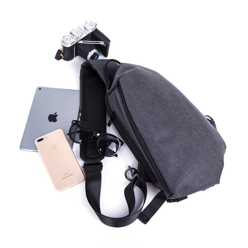 Chest Bag Men Gray Large Capacity Waterproof Canvas Shoulder Bag Outdoor Sports Bag Backpack