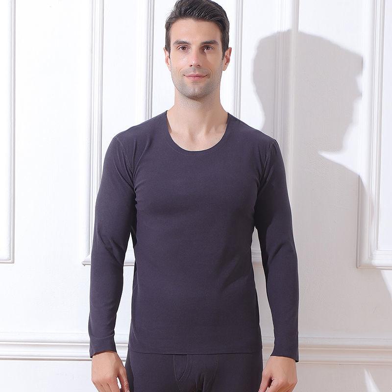 Fever Seamless Warm Long-sleeved T-shirt Men's Autumn and Winter Plus Velvet Padded Round Neck Bottoming Shirt Top