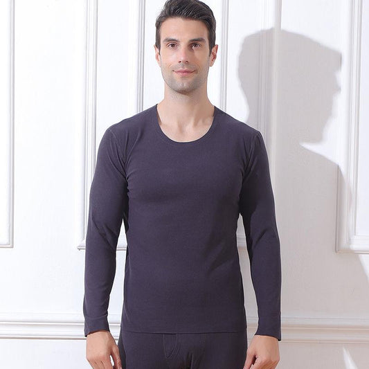 Fever Seamless Warm Long-sleeved T-shirt Men's Autumn and Winter Plus Velvet Padded Round Neck Bottoming Shirt Top