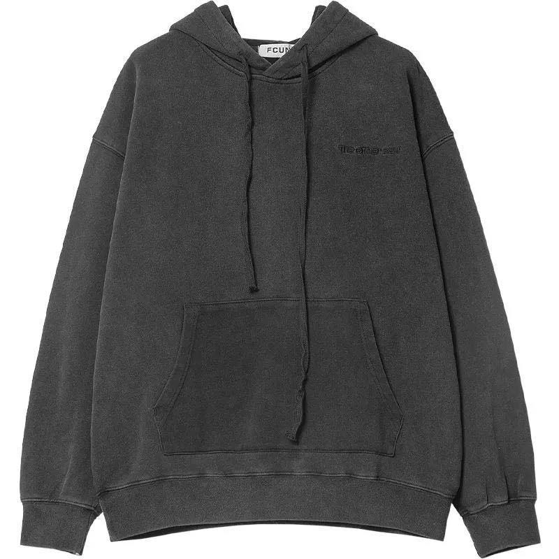 Solid Color Hooded Plus Velvet Sweater 2021 Spring and Autumn New Men's Loose Hoodie Coat