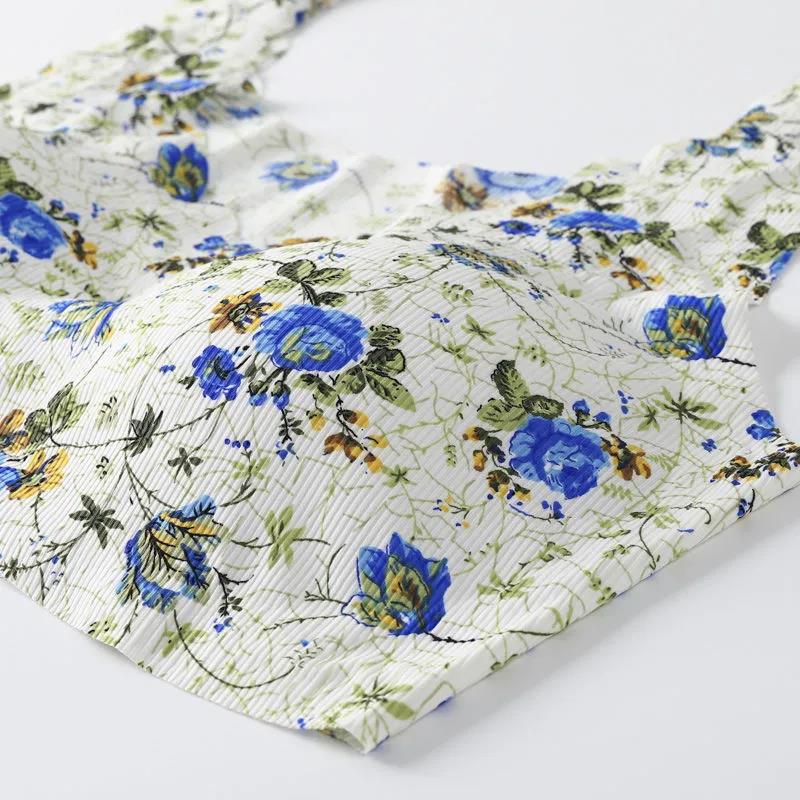 Seamless Ice Silk Fabric Lace Lace Beautiful Back No Steel Rings Gathering Sports Thin Anti-sagging Vest Floral Bra