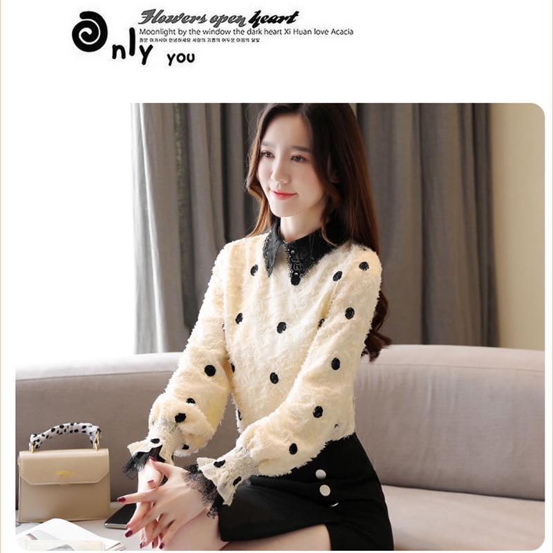 Lace Bottoming Shirt Autumn and Winter Sweet and Sexy Elegant Long-sleeved Loose-fitting Chiffon Sweater Top