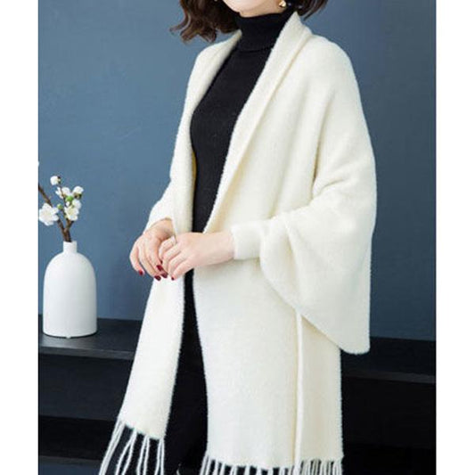 Autumn and Winter Imitation Mink Fleece Sweater Mid-length Cardigan Cheongsam Fashion Cloak