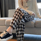 Women's Spring and Summer Diamond-shaped Plaid Pants Loose and Thin Straight Casual Harem Pants Ladies Drawstring Sports Pants