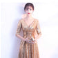 Golden Little Evening Dress Skirt Female Banquet Dinner Party Noble High-end Party Temperament Dress