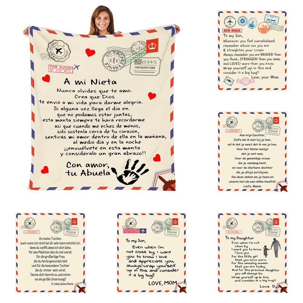 Flannel Throw Blanket Letter Printed 3D Letter Printing Envelope Blanket  Home Flannel Message Blanket