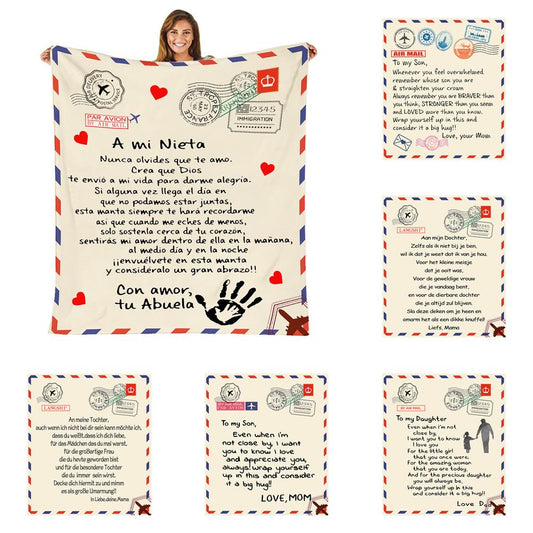 Flannel Throw Blanket Letter Printed 3D Letter Printing Envelope Blanket  Home Flannel Message Blanket
