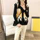 Spring and Autumn Lazy Style All-match V-neck Cardigan Sleeveless Color Matching Loose Sweater Rhombus Wear Vest Knitted Waistcoat Women