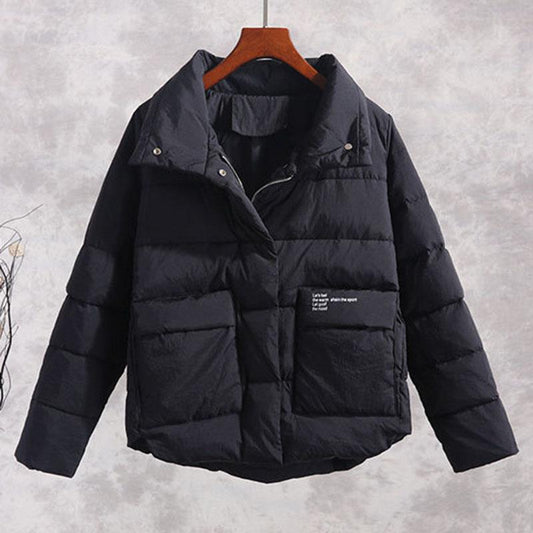 Frosted Fabric Large Size Short Padded Jacket Women Stand-up Collar Small Padded Jacket Korean Style Popular Padded Jacket Winter Jacket