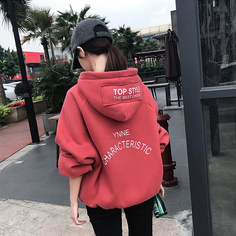 Warm hooded tops autumn and winter sweater cotton women's sweatshirt wild large size long sleeve