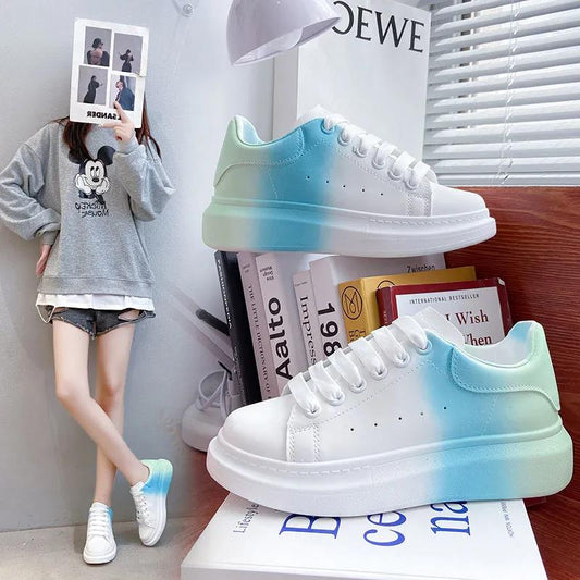 Gradient Color Small White Shoes Women's Thick-soled Height-increasing Shoes All-match Board Shoes Net Red Casual Trendy Shoes