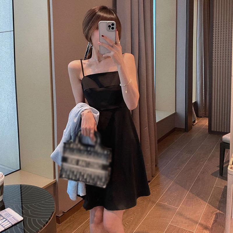 Black Suspender Dress Female Spring Summer Beach Skirt Sexy French Dress Slim Backless