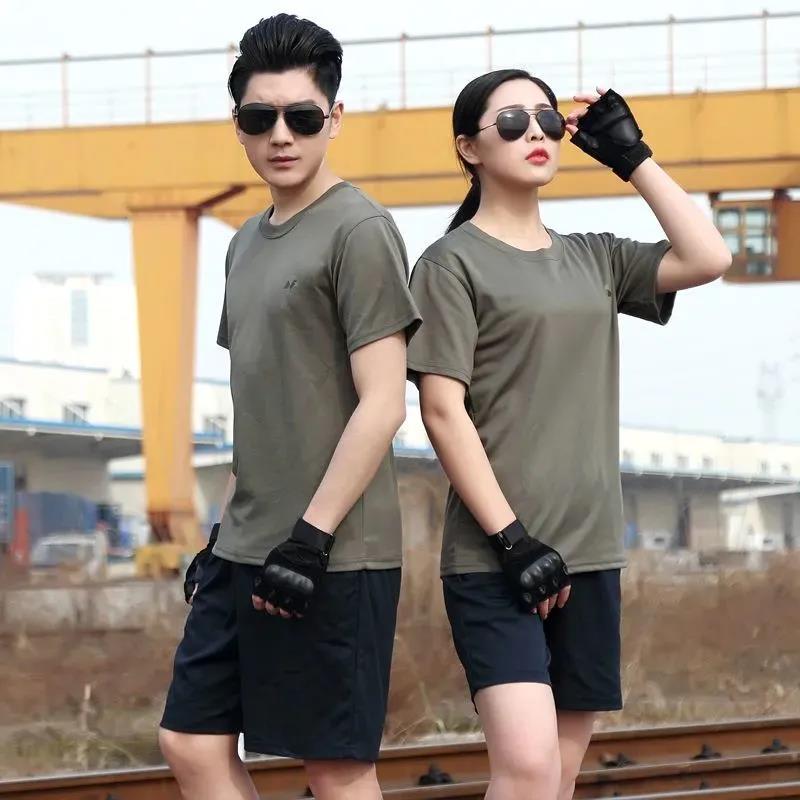 Fitness Short Sleeve Shorts T-shirt Workout Clothes Men's and Women's Sports Fitness Quick-drying Clothes