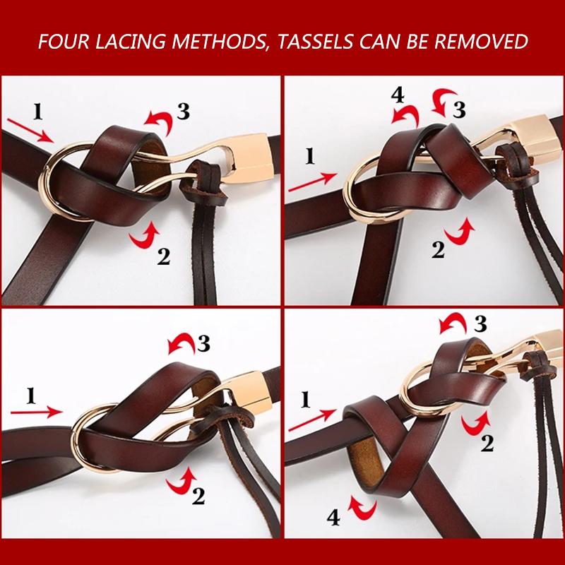 Women's Dress Decorative Belt with Skirt Thin Belt Casual Ladies Belt Leather Belt Tassel Girl Dress Decorative Belt