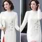 Mid-length Imitation Mink Wool Sweater Dress Women Autumn and Winter Thick Skirt Embroidered Knitted Sweater Fuzzy Dress