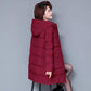 Ladies Middle-aged and Elderly Down Padded Jacket, Long Hooded Loose Mother's Padded Jacket, Padded Jacket